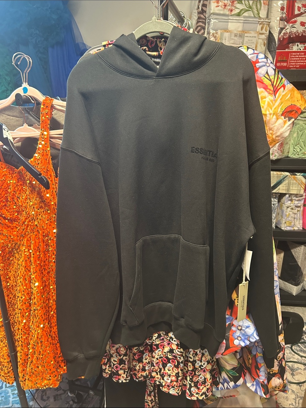 ESSENTIALS Men’s Black Crewneck Hoodie